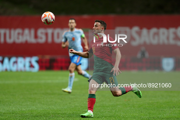 Diogo Jota of Portugal in action during the UEFA Nations League Group A2 football match between Portugal and Spain, at the Municipal Stadium...