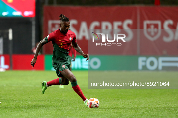 Rafael Leao of Portugal in action during the UEFA Nations League Group A2 football match between Portugal and Spain, at the Municipal Stadiu...