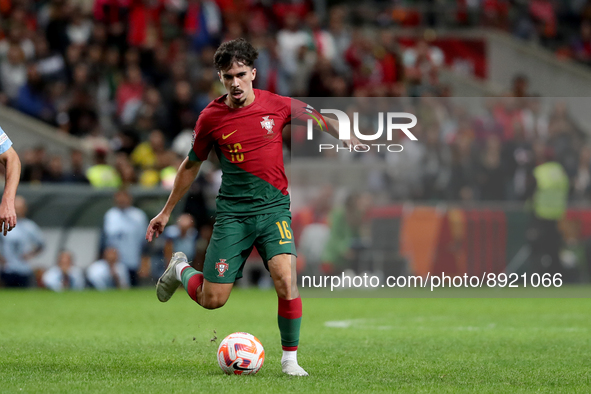 Vitinha of Portugal in action during the UEFA Nations League Group A2 football match between Portugal and Spain, at the Municipal Stadium in...