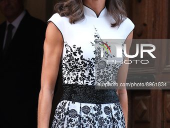 Queen Letizia of Spain arrives at the Royal Academy of Engineering on October 06, 2022 in Madrid, Spain (