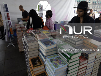 Persons attend at The XXII Zócalo International Book Fair in the Mexico City Zocalo. on October 7, 2022 in Mexico City, Mexico. (