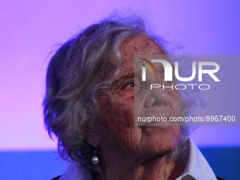French writer, journalist and activist, Elena Poniatowska during a conference at the opening of the XXII Zocalo International Book Fair on O...