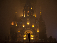 Thick smog enveloped Harbin city on October 11 2015 in China. According to the local meteorological department reports, 2.5 parts per millio...