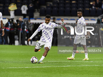 Rodrygo Goes of Real Madrid Cf warming up during a match between Real Madrid v Sevilla FC as part of LaLiga in Madrid, Spain, on October 22,...