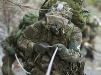 Soldiers of the 9th Lodz Territorial Defense Brigade seen in action during the military competition 'Recon Clash-22' in the Bieszczady Mount...