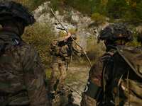Soldiers of the 101st Airborne Division from USA seen in action during the military competition 'Recon Clash-22' in the Bieszczady Mountains...