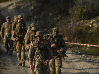 Soldiers of the 101st Airborne Division from USA seen at the end of the military competition 'Recon Clash-22' in the Bieszczady Mountains, P...