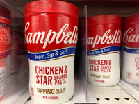 Campbell soup packaging are seen in a shop in Chicago, United States on October 19, 2022. (