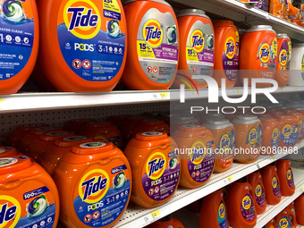 Tide packaging are seen in a shop in Chicago, United States on October 19, 2022. (