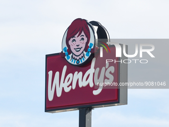 Wendy's logo is seen near the restaurant in Streator, United States on October 15, 2022. (
