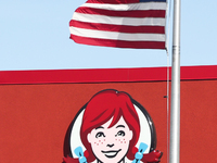 Wendy's logo is seen on the restaurant in Streator, United States on October 15, 2022. (