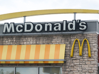 McDonald's logo is seen on the restaurant in Streator, United States on October 15, 2022. (