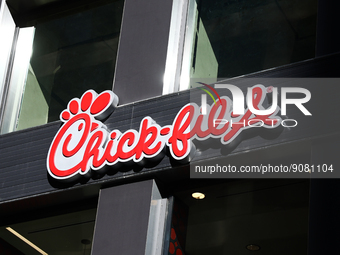 Chick-fil-A logo is seen near the restaurant in Chicago, United States on October 19, 2022. (
