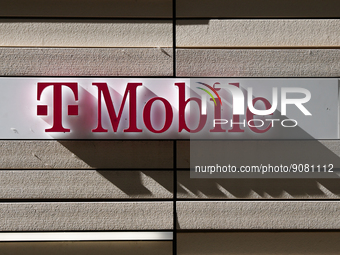 T-Mobile logo is seen on the building in Chicago, United States on October 19, 2022. (