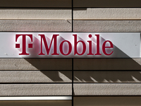 T-Mobile logo is seen on the building in Chicago, United States on October 19, 2022. (