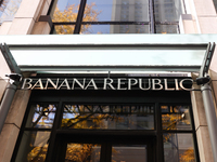 Banana Republic logo is seen near the store in Chicago, United States on October 19, 2022. (