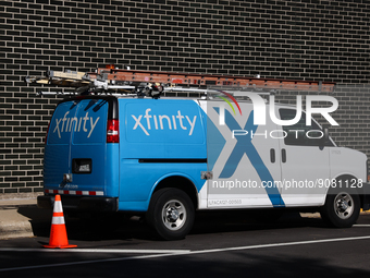 Xfinity logo is seen on the car in Chicago, United States on October 19, 2022. (