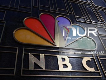 NBC logo is seen on the building in Chicago, United States on October 19, 2022. (