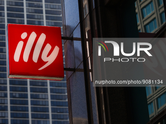 Illy logo is seen on the building in Chicago, United States on October 19, 2022. (
