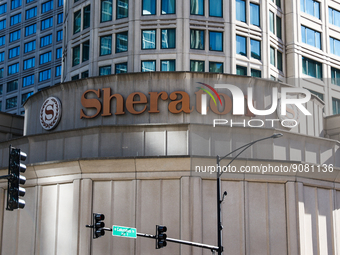 Sheraton logo is seen on the building in Chicago, United States on October 19, 2022. (