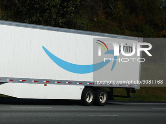 Prime logo is seen on a truck semitrailer on the highway in Maryland, United States on October 21, 2022. (