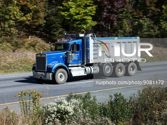 Kenworth truck is seen on the highway in Maryland, United States on October 21, 2022. (