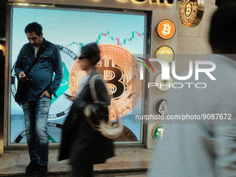 Bitcoin offices in Istanbul, Turkey on Octaber 27, 2022. Before the midterm elections in the United States of America on November 8, the sid...