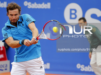 BARCELONA-SPAIN -26 April: Gulbis in the semifinal match between Nishikori and Gulbis , for the Barcelona Open Banc Sabadell, 62 Trofeo Cond...