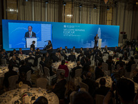 Chief Executive of the Hong Kong Monetary Authority, Eddie Yue Wai-man, delivering his welcome remarks at the Hong Kong Global Financial Lea...