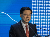 Hong Kong Chief Executive, John Lee Ka-chiu, delivering a keynote at the Hong Kong Global Financial Leaders' Investment Summit on November 2...