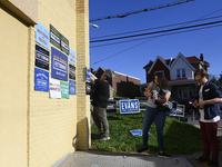 Campaign workers and volunteers set up a day before the Midterm elections, Dem. Nominee for U.S. Senate John Fetterman makes a campaign stop...