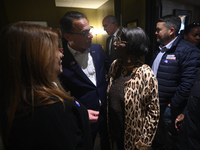 Dem. Gubernatorial nominee Josh Shapiro talked with former City-councilwoman Marian B. Tasco as prominent members Democratic Party gather fo...