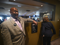 Congressman Dwight Evans mingles as prominent members Democratic Party gather for a traditional Election Day lunch at Relish Restaurant in N...