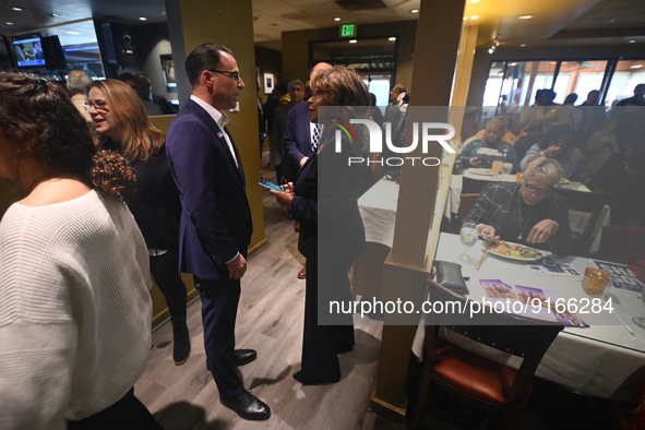 Dem. Gubernatorial nominee Josh Shapiro mingles as prominent members Democratic Party gather for a traditional Election Day lunch at Relish...