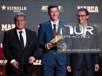 Robert Lewandowski of FC Barcelona during the Golden Shoe award ceremony at Antiga Fabrica Estrella Damm in Barcelona, Spain. (