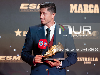 Robert Lewandowski of FC Barcelona during the Golden Shoe award ceremony at Antiga Fabrica Estrella Damm in Barcelona, Spain. (