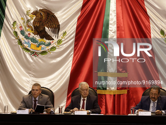 November 8, 2022, Mexico City, Mexico: The director of the Federal Electricity Commission, Manuel Bartlett Díaz, accompanied by Manuel Rodri...