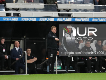 Newcastle United manager Eddie Howe and  assistant head coach Jason Tindall during the Carabao Cup Third Round match between Newcastle Unite...