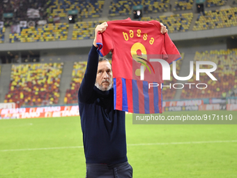 Mihai Stoica manager FCSB in action during the game between FCSB and Rapid Bucuresti in Round 17 of Liga 1 Romania at National Arena Stadium...