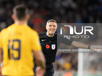 Referee Andre Marriner during the Carabao Cup match between Wolverhampton Wanderers and Leeds United at Molineux, Wolverhampton on Wednesday...