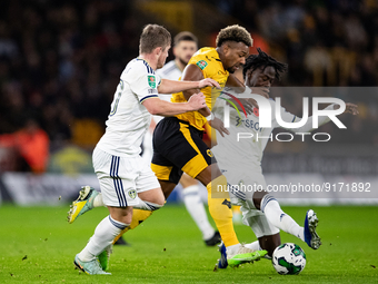 during the Carabao Cup match between Wolverhampton Wanderers and Leeds United at Molineux, Wolverhampton on Wednesday 9th November 2022.  (