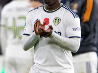Leeds United's Wilfried Gnonto applauds the fans after the Carabao Cup match between Wolverhampton Wanderers and Leeds United at Molineux, W...