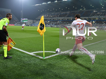 Nicolo Zaniolo (As Roma) corner kick during the italian soccer Serie A match US Sassuolo vs AS Roma on November 09, 2022 at the MAPEI Stadiu...