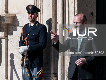 The president of the EPP, German Manfred Weber, leaves Palazzo Chigi at the end of a meeting with Prime Minister Giorgia Meloni on  Noember...