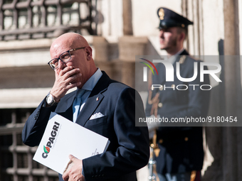 Tommaso Battista president of Copagri arriving at Palazzo Chigi for the meeting with Prime Minister Giorgia Meloni  on  Noember 11, 2022 in...