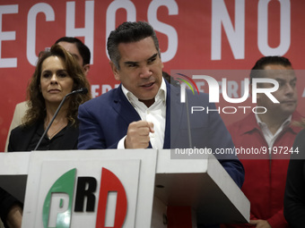 November 13, 2022, Mexico City, Mexico: The president of the Institutional Revolutionary Party (PRI), Alejandro Moreno Cárdenas,  during a p...