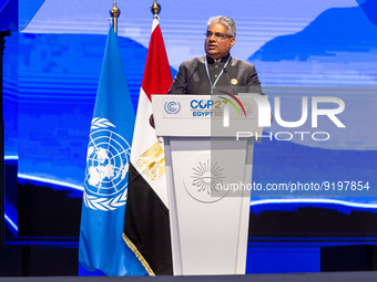 Bhupender Yadav, Minister Environment, Forest and Climate Change of India addresses delegates in Plenary room Nefertiti during the resumed H...