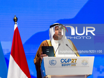 Shaikh Abdullah Ahmad Ahoumod Alsabah, Director General of Environment Public Authority of Kuwait addresses delegates in Plenary room Nefert...