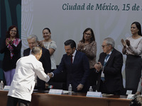 
Andrés Manuel López Obrador, President of Mexico, awards medical personnel during the 113th IMSS Ordinary Assembly and the 2021-2022 Labor...