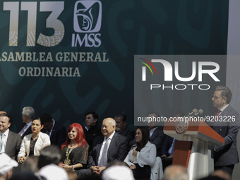 Zoe Robledo, general director of the Mexican Institute of Social Security (IMSS), during the 113 Ordinary Assembly of the IMSS and report on...